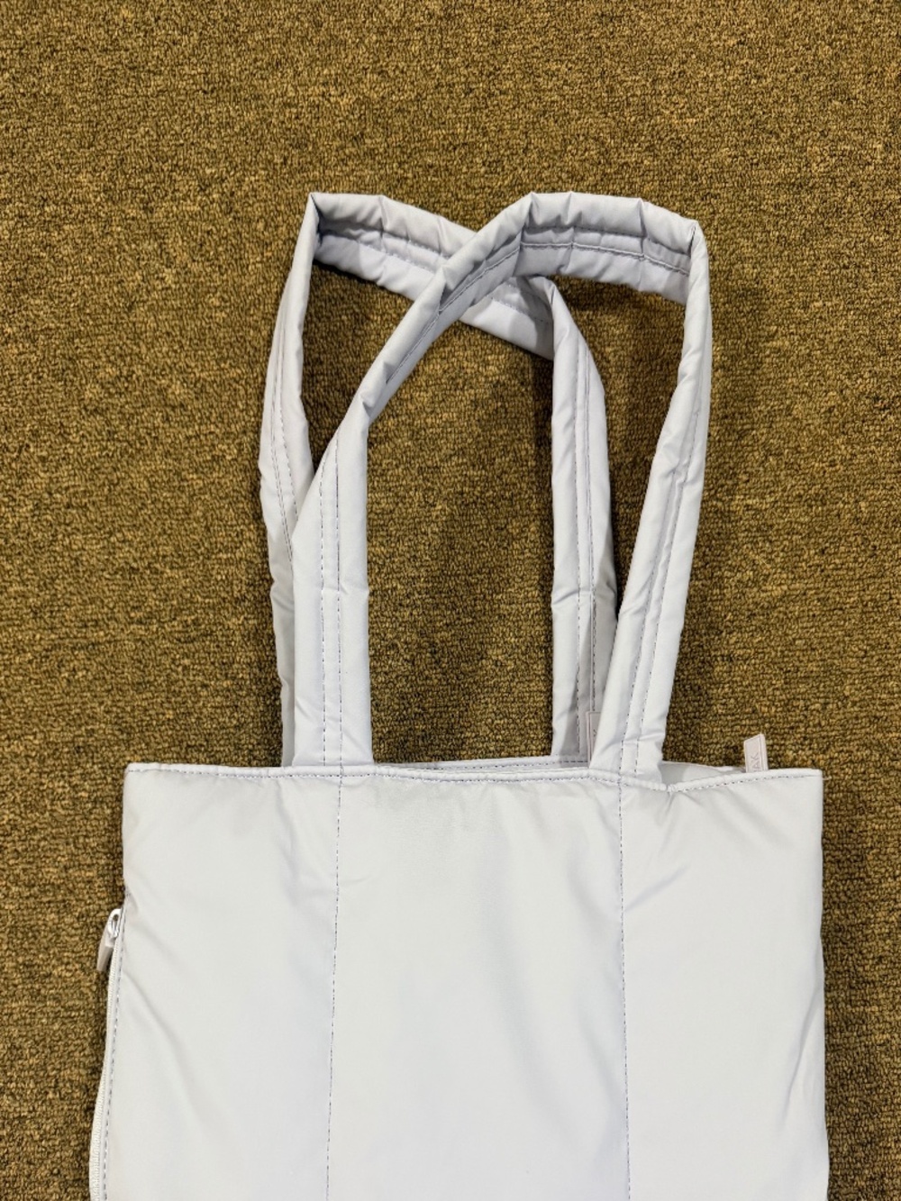 CALPAK Padded Puffy Tote Bag Light Lavender Gray Travel Shoulder Bag